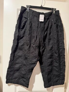 Free People Black Linen-Style Drawstring Joggers 🔥 Size 12